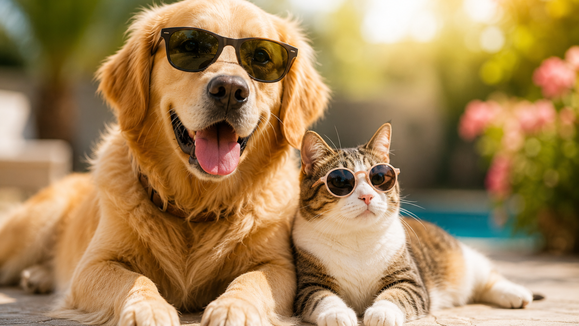 perro y gato después de verano