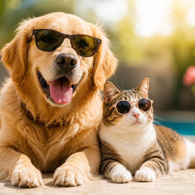 perro y gato después de verano